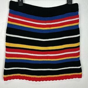 ASOS Striped Colorful Crochet Cotton Blend Mini Skirt Size 10